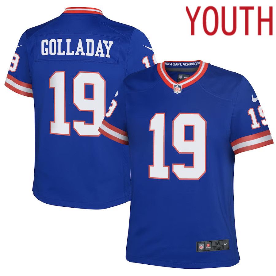 Youth New York Giants 19 Kenny Golladay Nike Royal Classic Player Game NFL Jersey